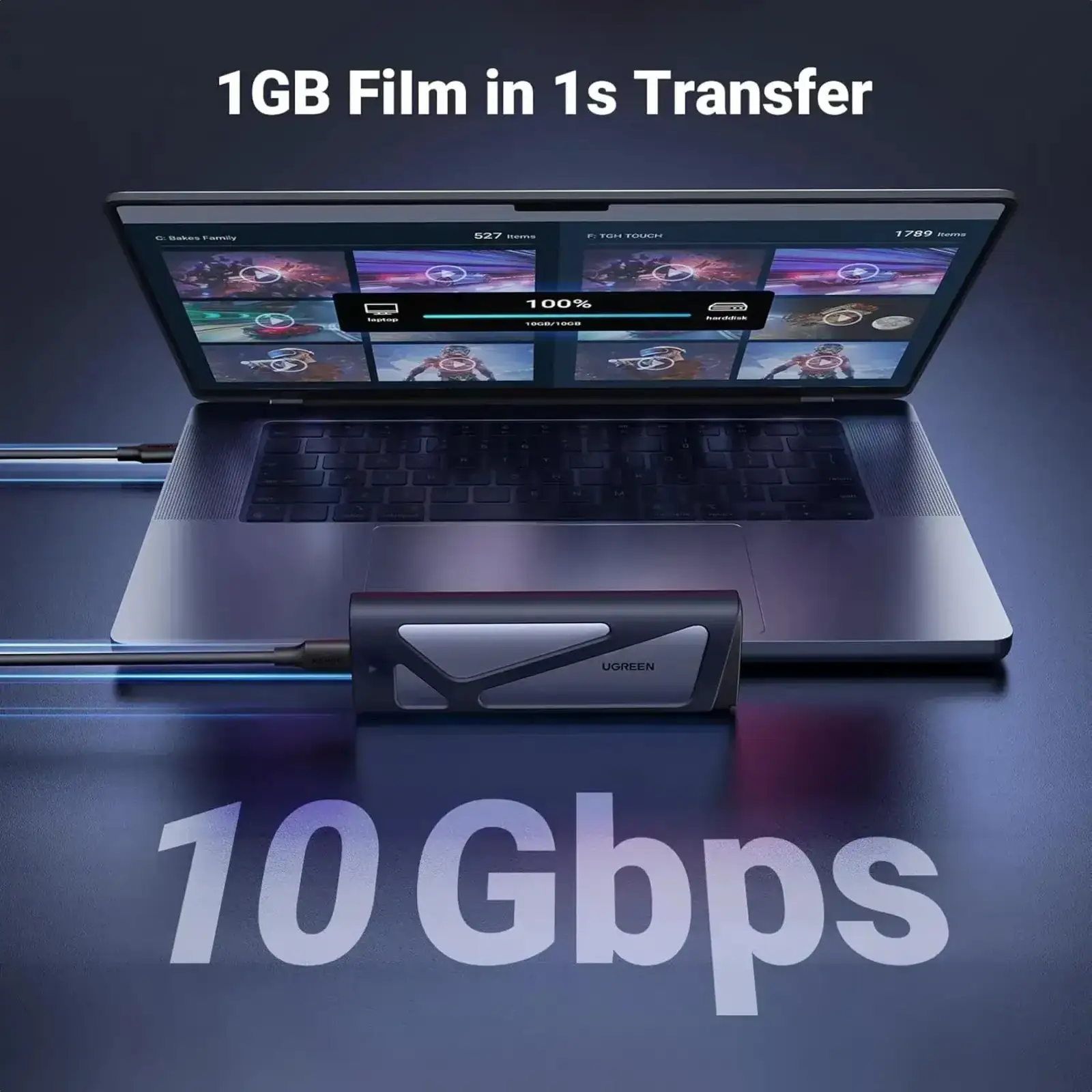 Зовнішня кишеня Ugreen CM767 USB 3.2 Gen 2 NVMe/SATA 10 Гбіт/с UASP TRIM до 8 ТБ Сіра (15813) UA