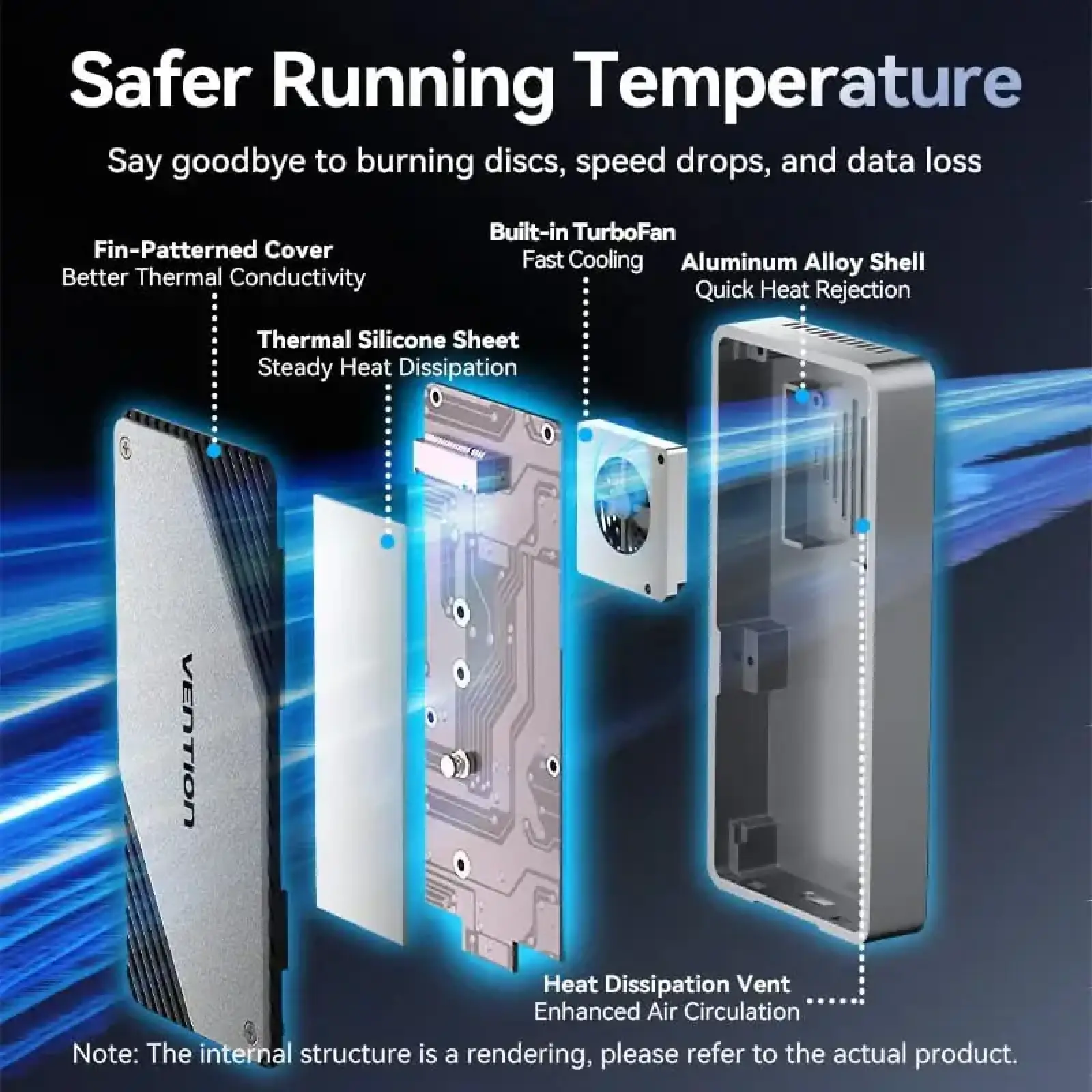 Зовнішня кишеня для SSD M.2 (NVME) B&M Key/M Key USB Type-C 4.0, Aluminum Alloy, сіра Vention (KPZH0) UA