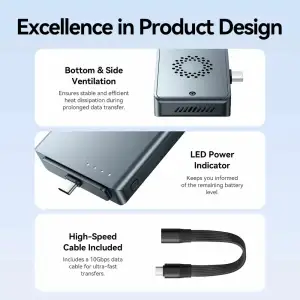 Зовнішня кишеня для SSD M.2 (NVME) B&M Key/M Key,Type-С 3.2 Gen 2-C,10Gbps, живлення 85W PD, Vention (KPXH0) UA