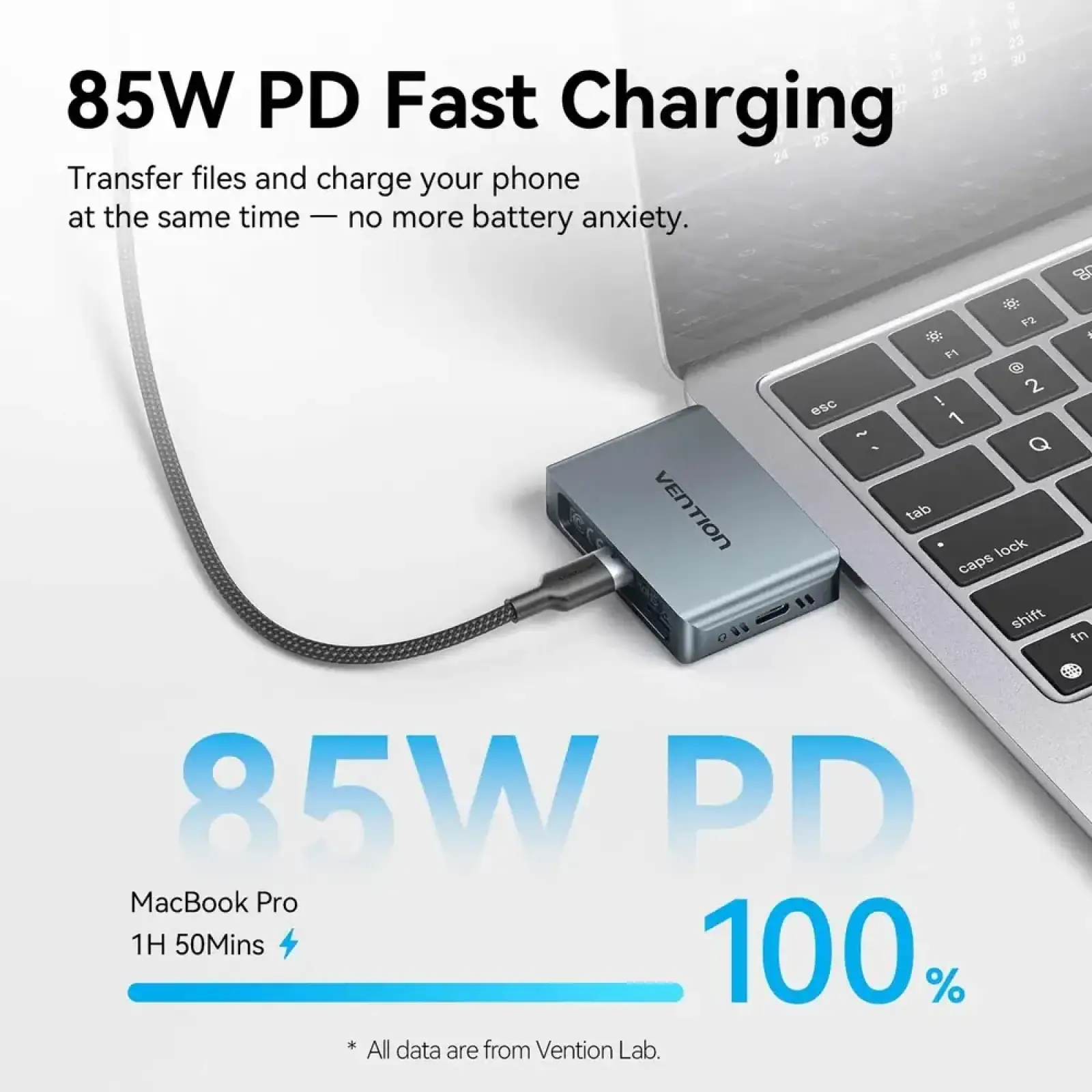 Зовнішня кишеня для SSD M.2 (NVME) B&M Key/M Key,Type-С 3.2 Gen 2-C,10Gbps, живлення 85W PD, Vention (KPXH0) UA