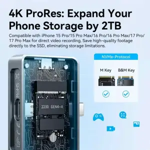 Зовнішня кишеня для SSD M.2 (NVME) B&M Key/M Key,Type-С 3.2 Gen 2-C,10Gbps, живлення 85W PD, Vention (KPXH0) UA