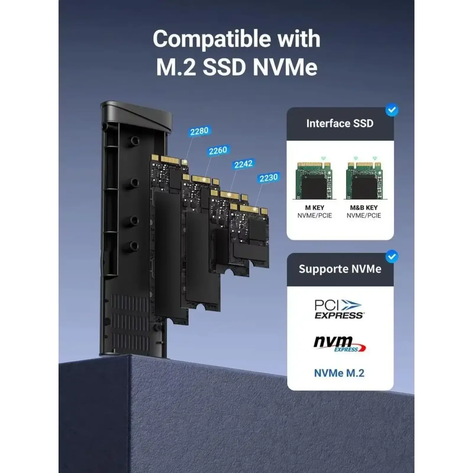 Зовнішня кишеня Ugreen CM767 USB 3.2 Gen 2 M.2 NVMe 10 Гбіт/с Сіра (35267) UA
