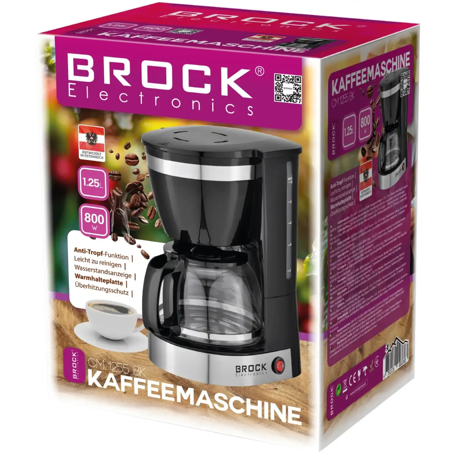 Кавоварка BROCK CM 1255 BK крапельна/ 1.25л/ 800 Вт/ мелена/ чорнa UA