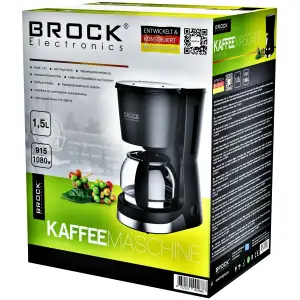 Кавоварка BROCK CM 1501 SS крапельна/ 1.5л/ 915-1080 Вт/ мелена/ чорнa UA