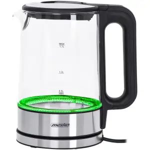 Електрочайник Mesko MS 1301 black 1850-2200Вт/ 1.7л/ скло/ встановлення температури (MS1301B) UA