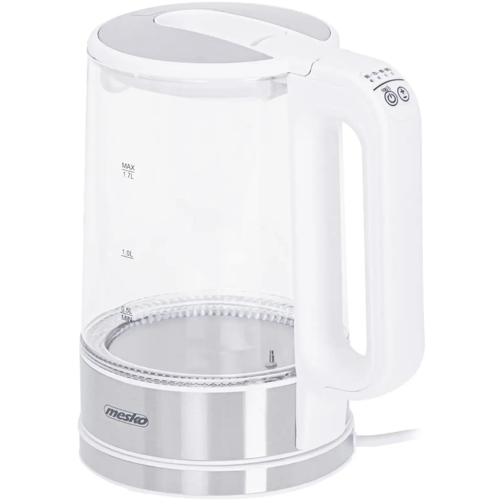 Електрочайник Mesko MS 1301 white 1850-2200Вт/ 1.7л/ скло/ встановлення температури (MS1301W) UA