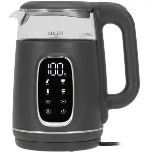 Електрочайник Adler AD 1305 grey 1850-2200Вт/ 1.7л/ скло/ встановлення температури/ (AD1305GS) UA