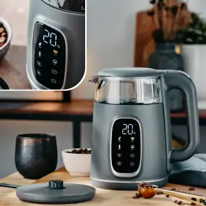 Електрочайник Adler AD 1305 grey 1850-2200Вт/ 1.7л/ скло/ встановлення температури/ (AD1305GS) UA