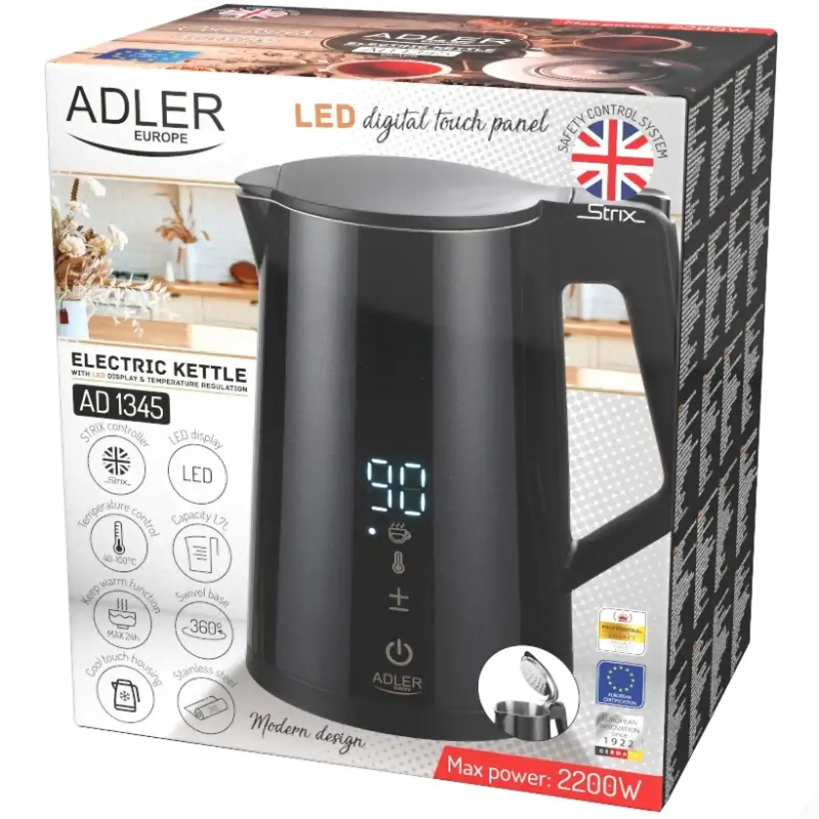 Електрочайник Adler AD 1345 black (AD1345B) UA