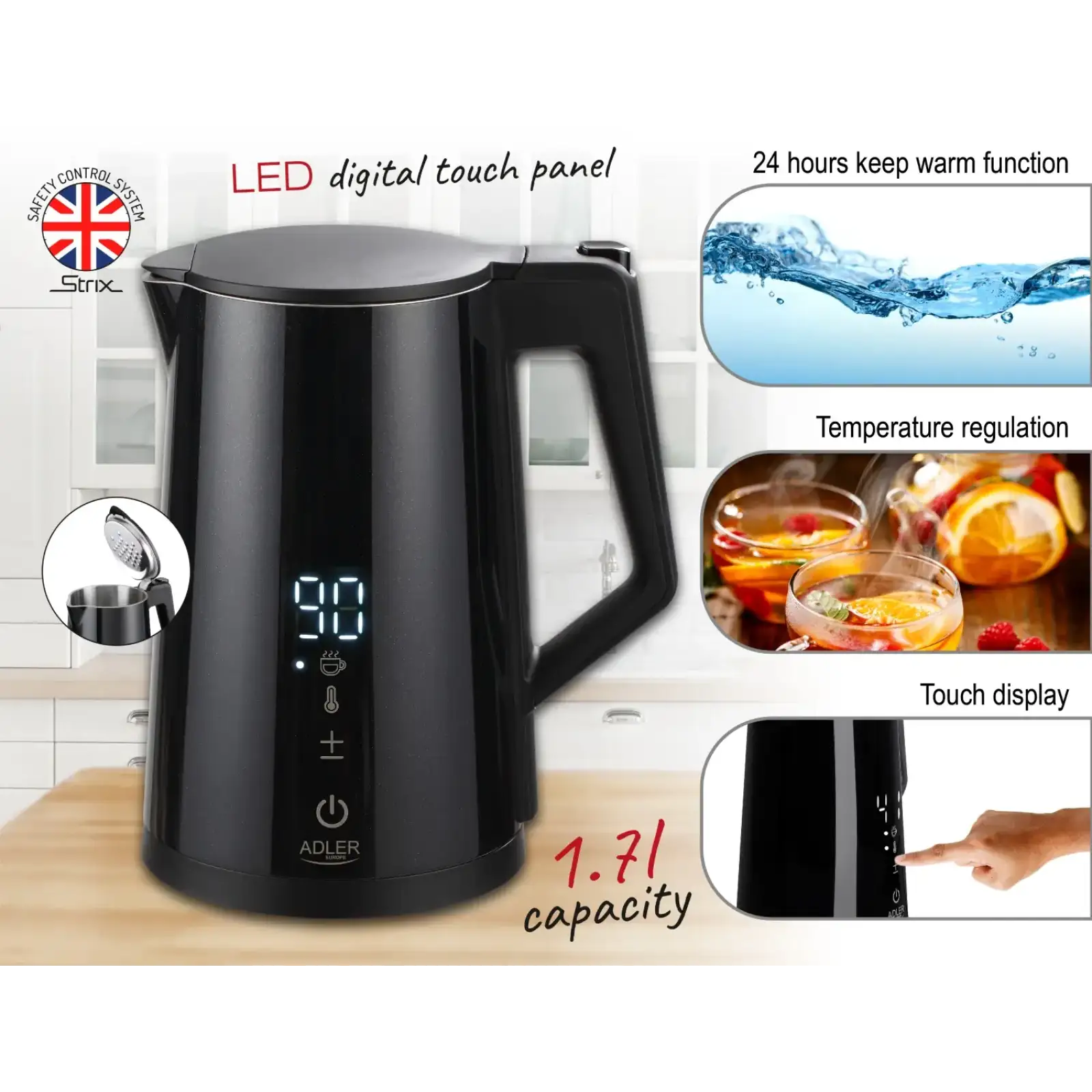 Електрочайник Adler AD 1345 black (AD1345B) UA