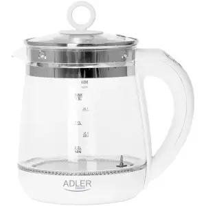 Електрочайник Adler AD 1299 1850-2200Вт/ 1.5л/ скло/ заварник/ встановлення температури/ білий (AD1299) UA