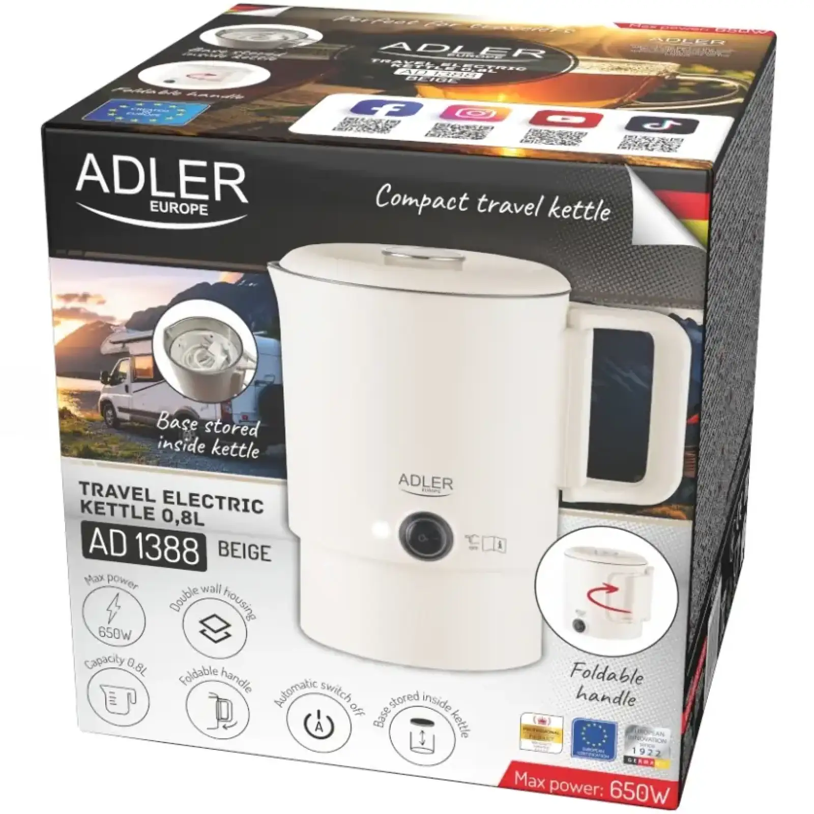 Електрочайник Adler AD 1388b (AD1388b) UA