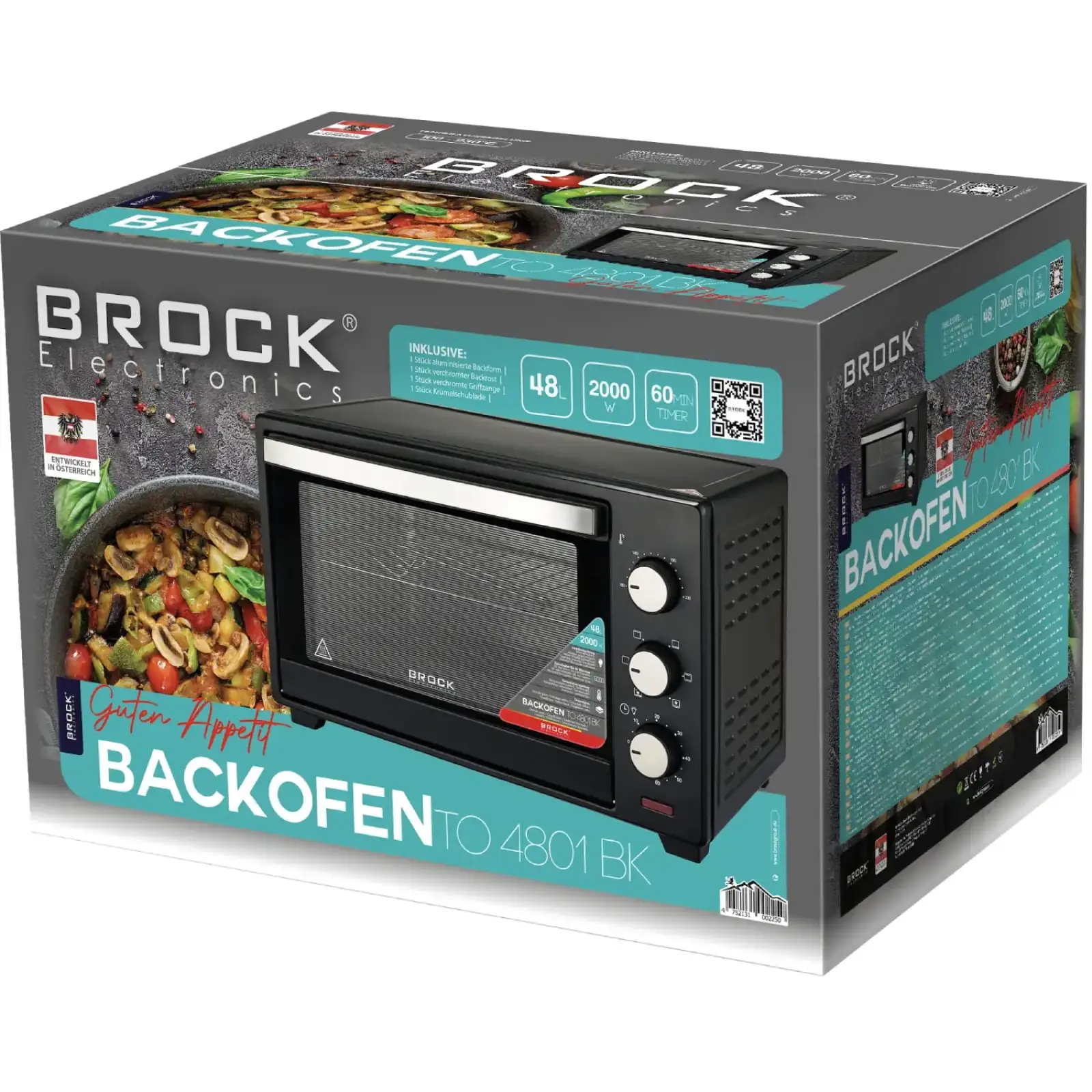 Електрична піч BROCK TO 4801 BK 2000Вт/ 48л/ механічне керування/чорна (TO4801BK) UA