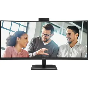Монітор TFT 34" AOC CU34E4CW, WQHD, VA, 120Гц, вигн., 2xHDMI, DP, USB-C, RJ-45, USB-hub,cam,HAS, кол.,чорний UA