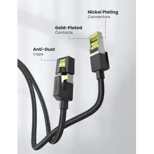 Патч-корд Ugreen CAT 7 F/FTP, 10.0м, AWG 30, чорний (30791) UA