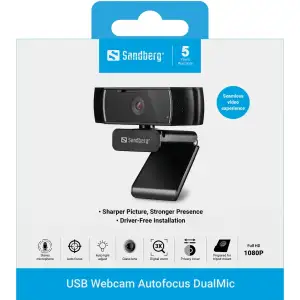 Веб-камера Sandberg Autofocus DualMic Full HD Stereo microphone (134-38) UA