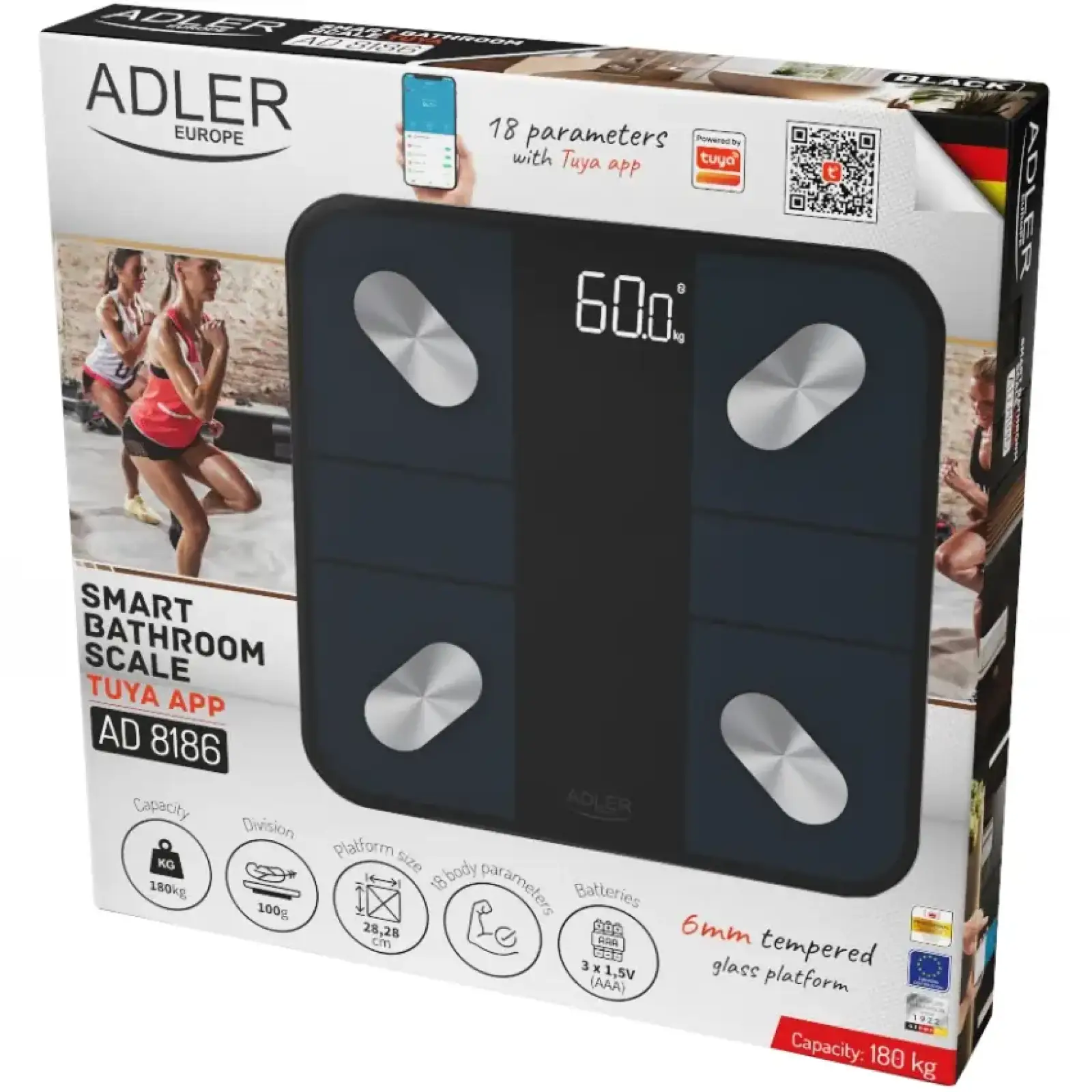 Ваги підлогові Adler AD 8186 black (AD8186B) UA