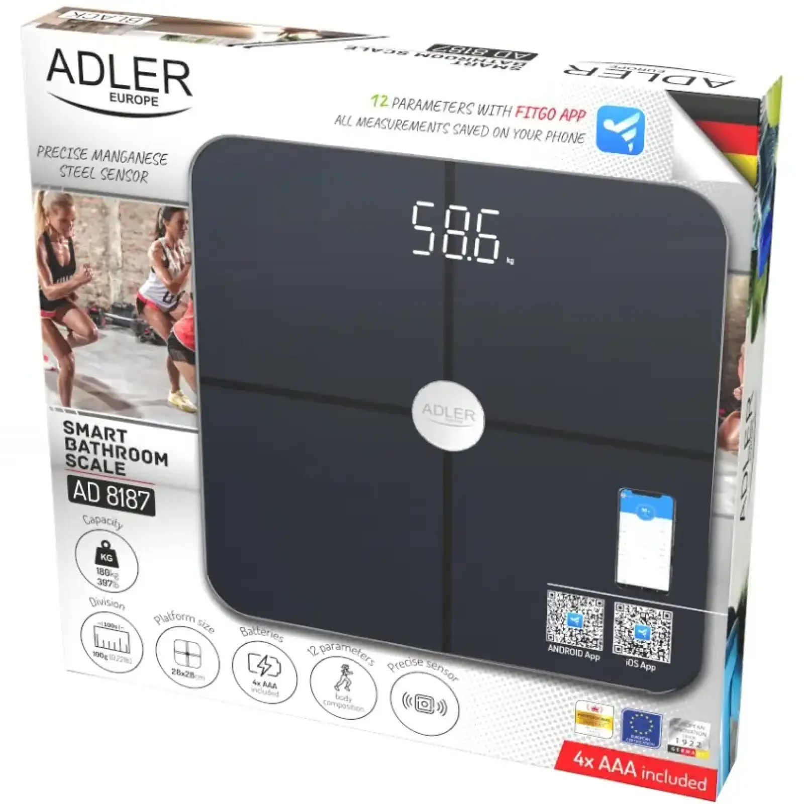 Весы напольные Adler AD 8187 black (AD8187B) UA