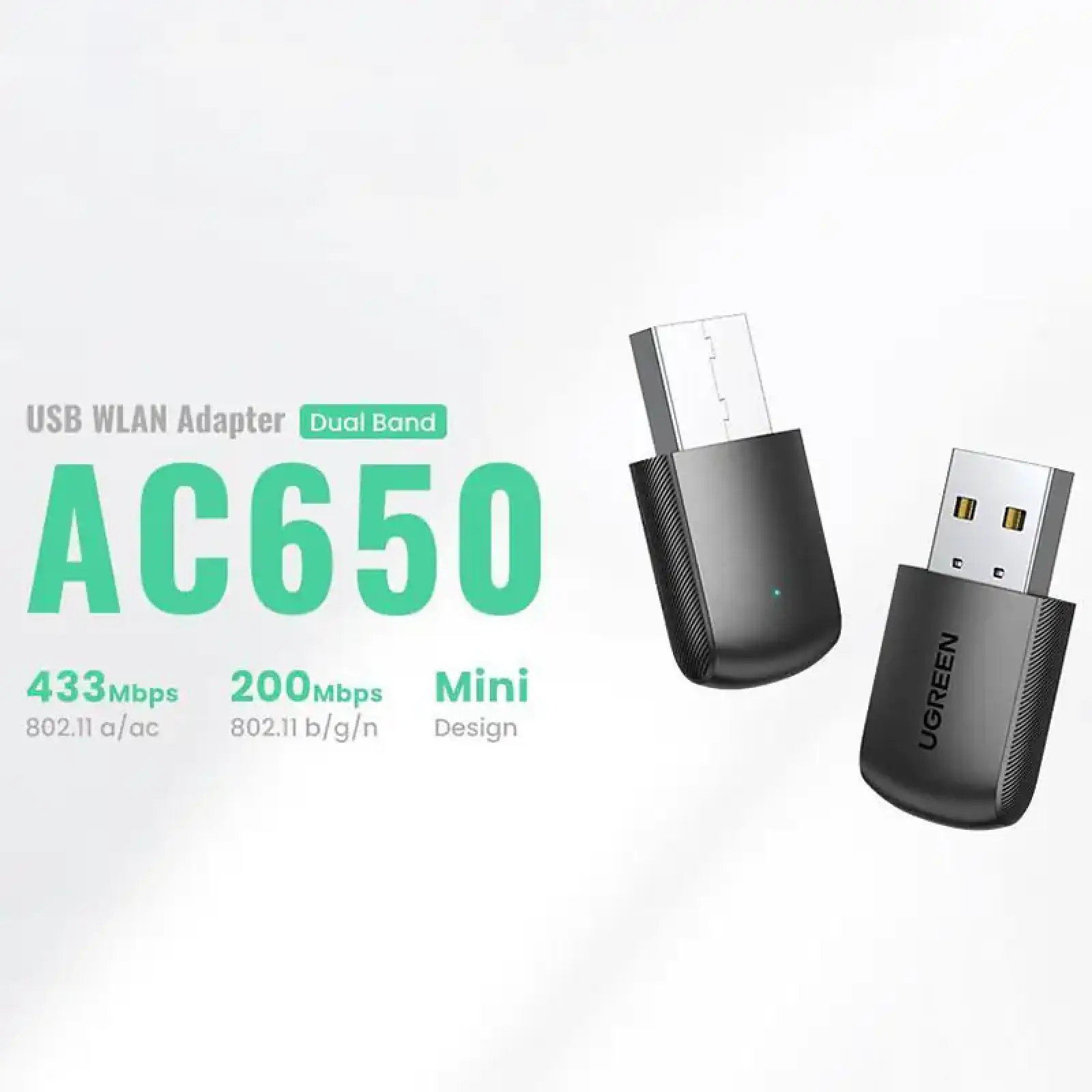Адаптер WiFi AC650 11ac Dual-Band USB 2.0 (CM448) Ugreen (20204) UA