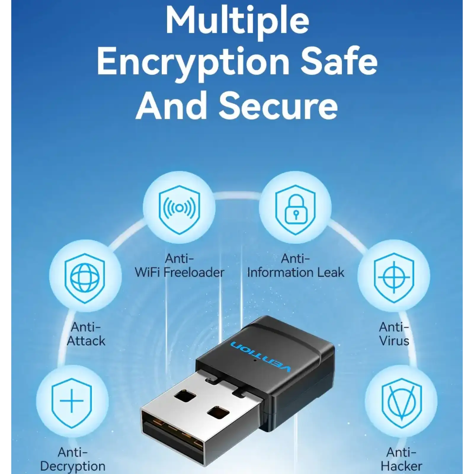 Адаптер WiFi Vention 2.4GHz/5GHz 150/433 Мбіт/с, USB (KDSB0) UA