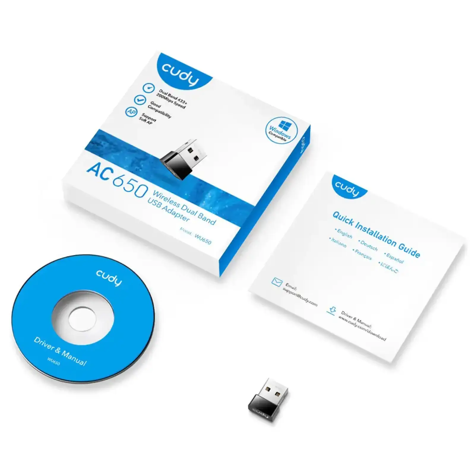 Адаптер WiFi Cudy WU650, AC650 Wi-Fi Mini USB Adapter UA