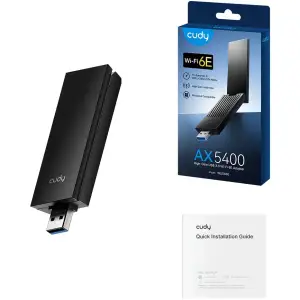 Адаптер WiFi Cudy WU5400, AX5400 Tri-Band Wi-Fi 6 / 6E USB 3.0 Adapter, 802.11ax/ac/a/b/g/n, 2402Mbp UA