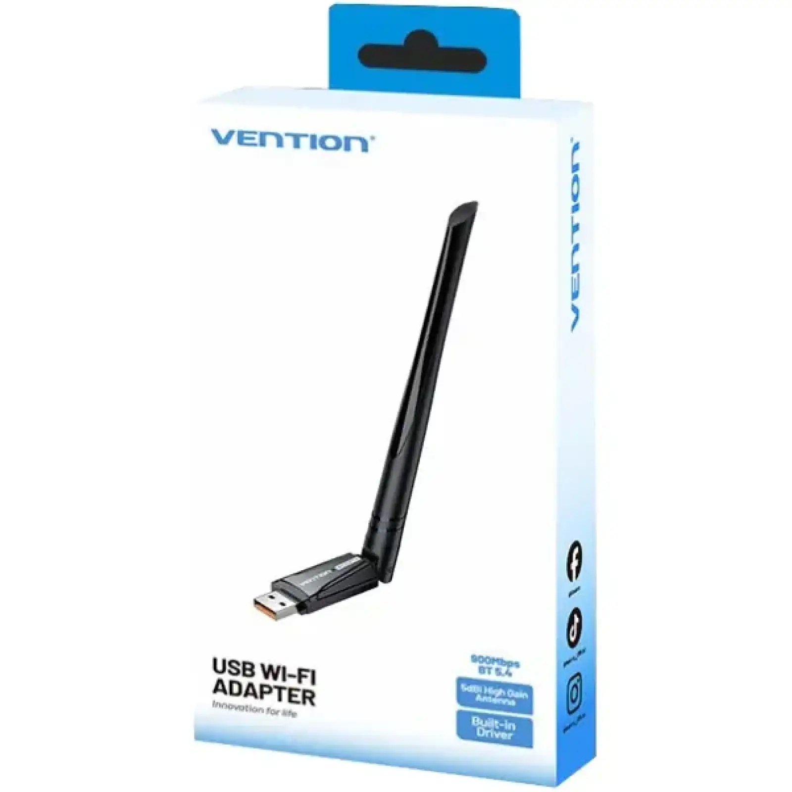 Адаптер WiFi/Bluetooth 5.4 Vention 2.4GHz/5GHz 286/601 Мбіт/с, USB (KDXB0) UA