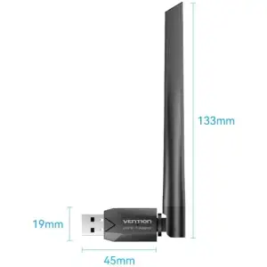 Адаптер WiFi Vention 2.4GHz/5GHz 200/433 Мбіт/с, USB (KDTB0) UA
