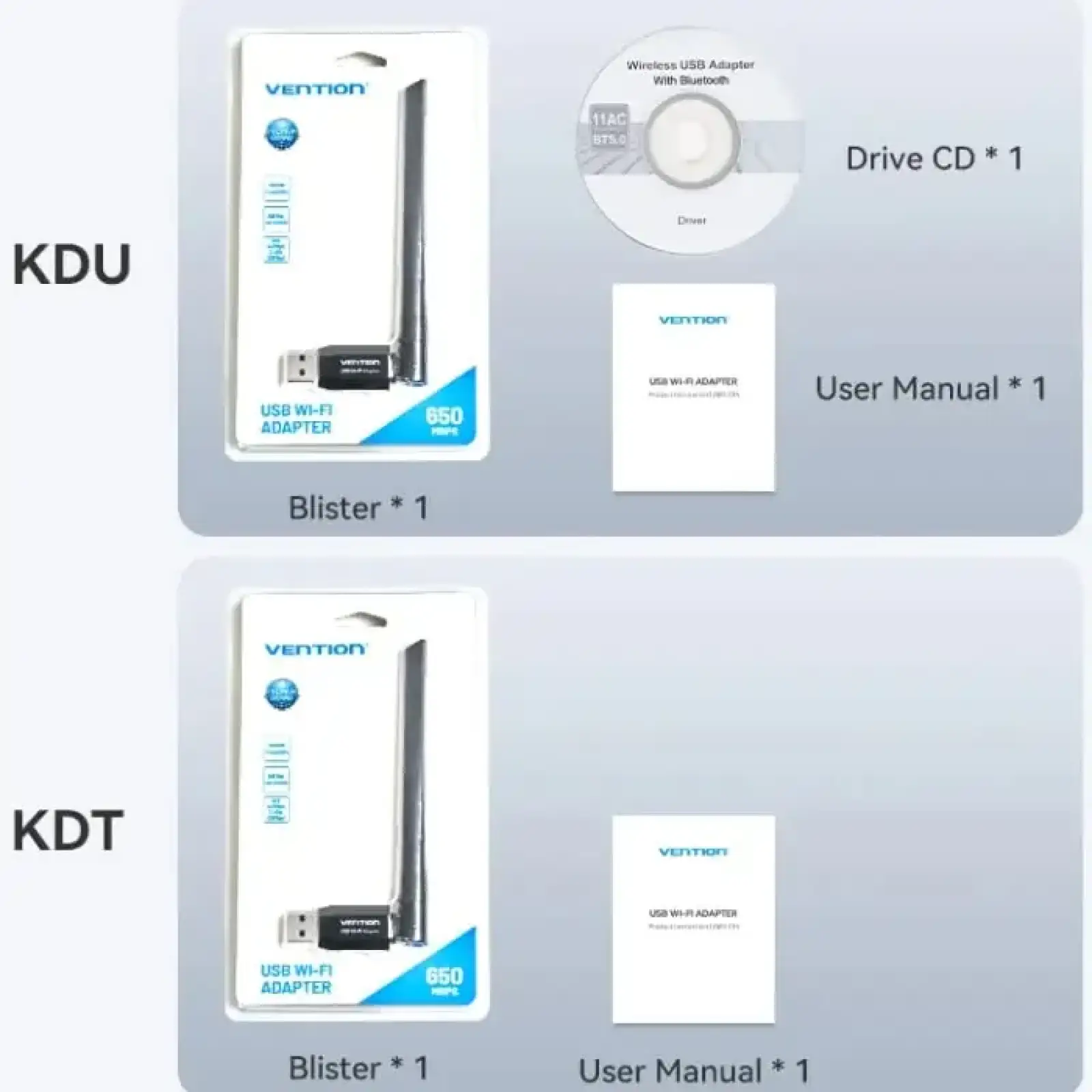 Адаптер WiFi Vention 2.4GHz/5GHz 200/433 Мбіт/с, USB (KDTB0) UA