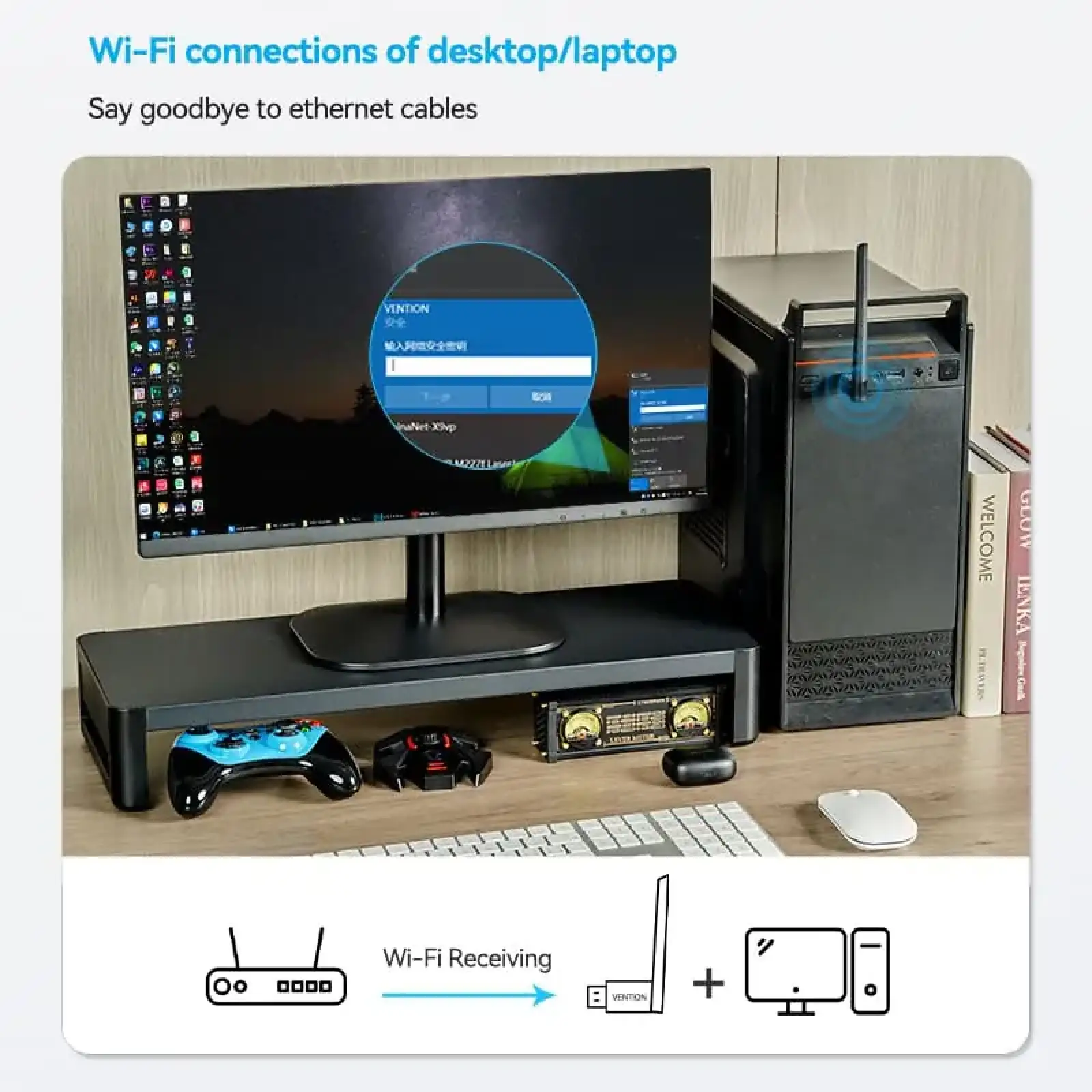 Адаптер WiFi Vention 2.4GHz/5GHz 200/433 Мбіт/с, USB (KDTB0) UA