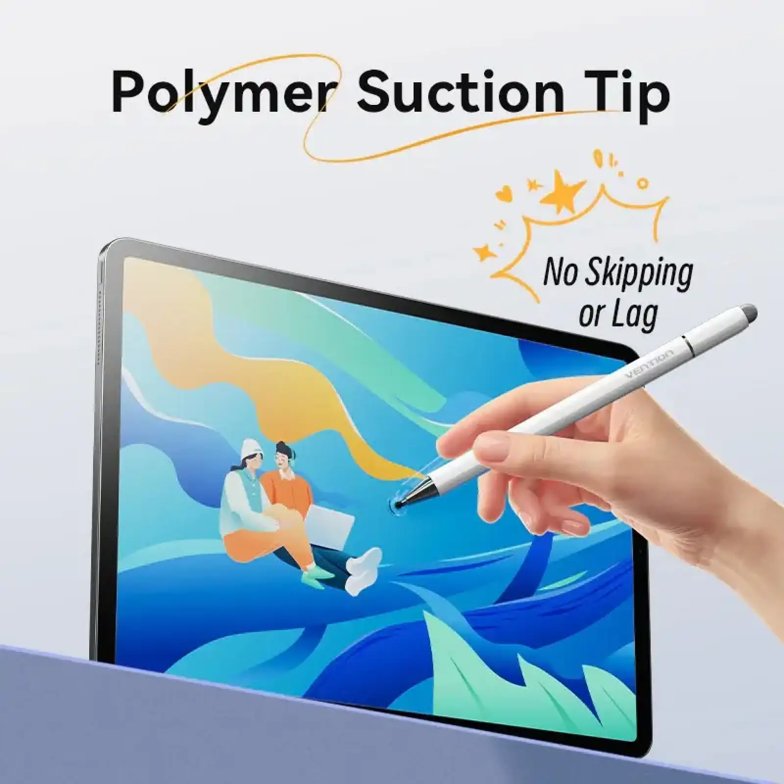 Стилус - ручка для ємнісних екранів 3-в-1 Magnetic Stylus Pen White Aluminum Alloy Type Vention (KQLW0) UA