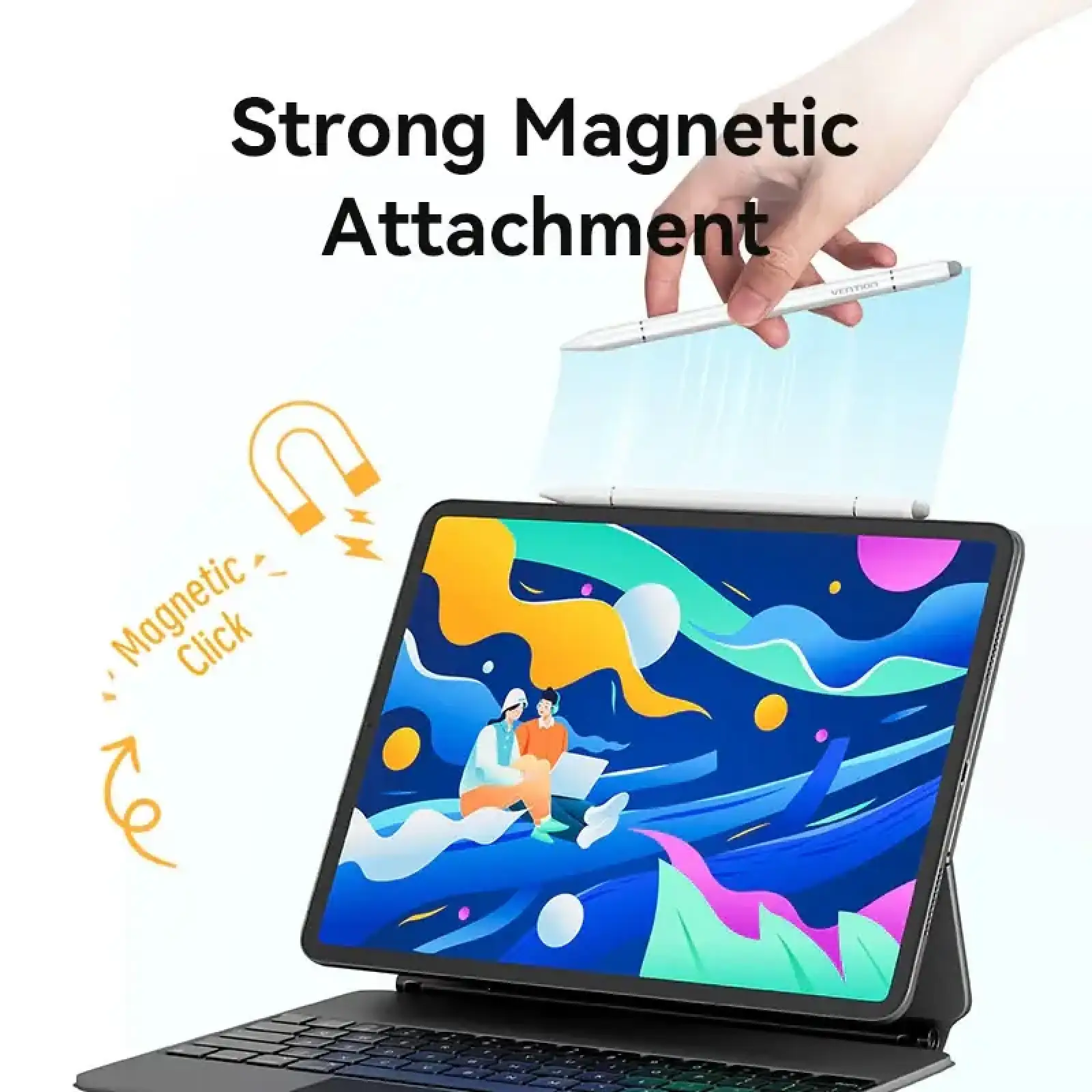 Стилус - ручка для ємнісних екранів 3-в-1 Magnetic Stylus Pen White Aluminum Alloy Type Vention (KQLW0) UA