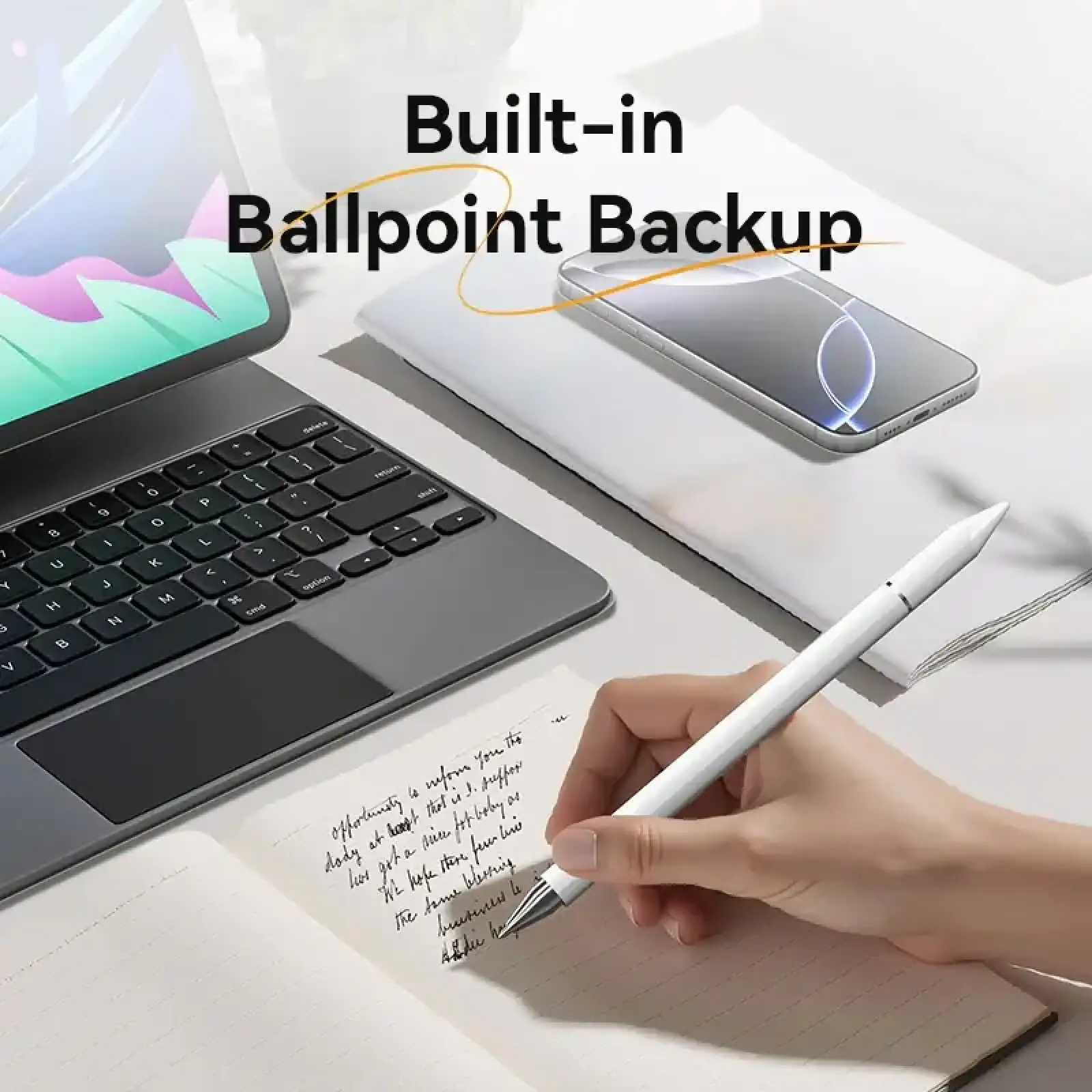 Стилус - ручка для ємнісних екранів 3-в-1 Magnetic Stylus Pen White Aluminum Alloy Type Vention (KQLW0) UA