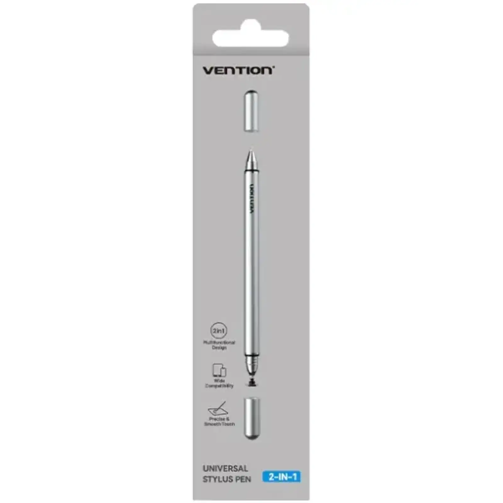 Стилус - ручка для ємнісних екранів 2-в-1 Stylus Pen Gray Aluminum Alloy Type Vention (KQMH0) UA