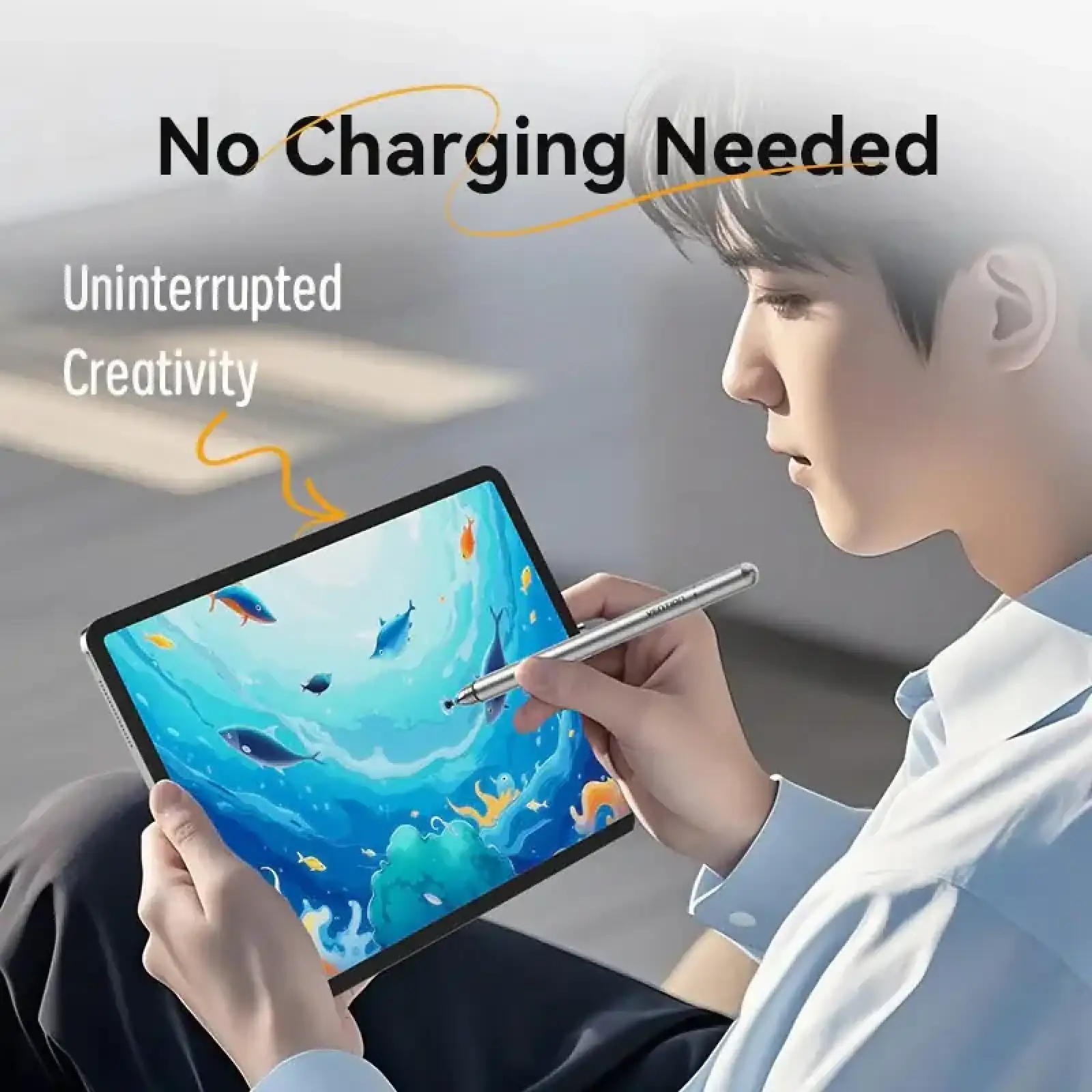 Стилус - ручка для ємнісних екранів 2-в-1 Stylus Pen Gray Aluminum Alloy Type Vention (KQMH0) UA