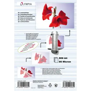 Плівка для ламінування Olympia Laminating Pouches, A4, 80 Mic, 220 x 19 x 307 mm, 100 pcs (9166) UA