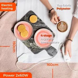 Електропростирадло Mesko MS 7420 двоспальне/ 2х60 Вт/ 150x160/ 4 рівні нагріву/ поліестер/ біла (MS7420) UA