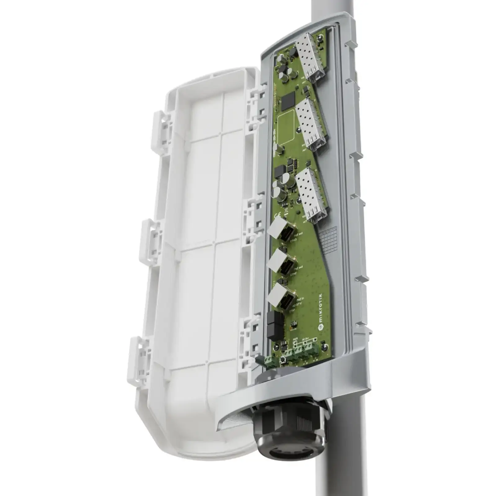 Комутатор Mikrotik CSS606-1G-2Gi-3S+OUT, GPERx6 with 3xGig Eth ports, 3xSFP+ cages, SwOS, outdoor en UA