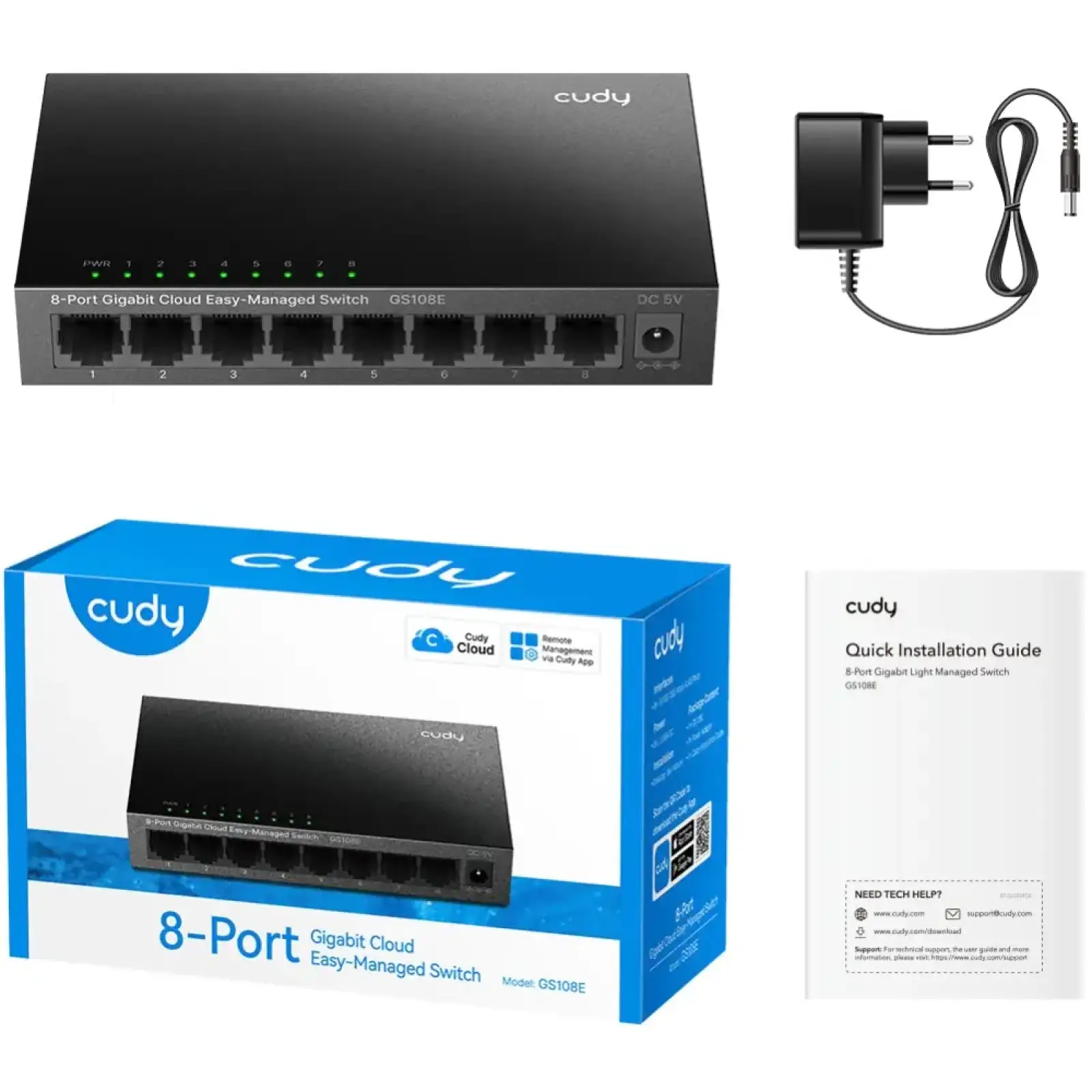 Комутатор Cudy GS108E, 8 портовий Gigabit Switch UA