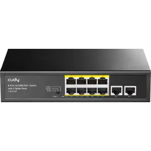 Комутатор Cudy FS1010P, 8 портовий 10/100M PoE+ Switch with 2 Uplink Ports 120W UA