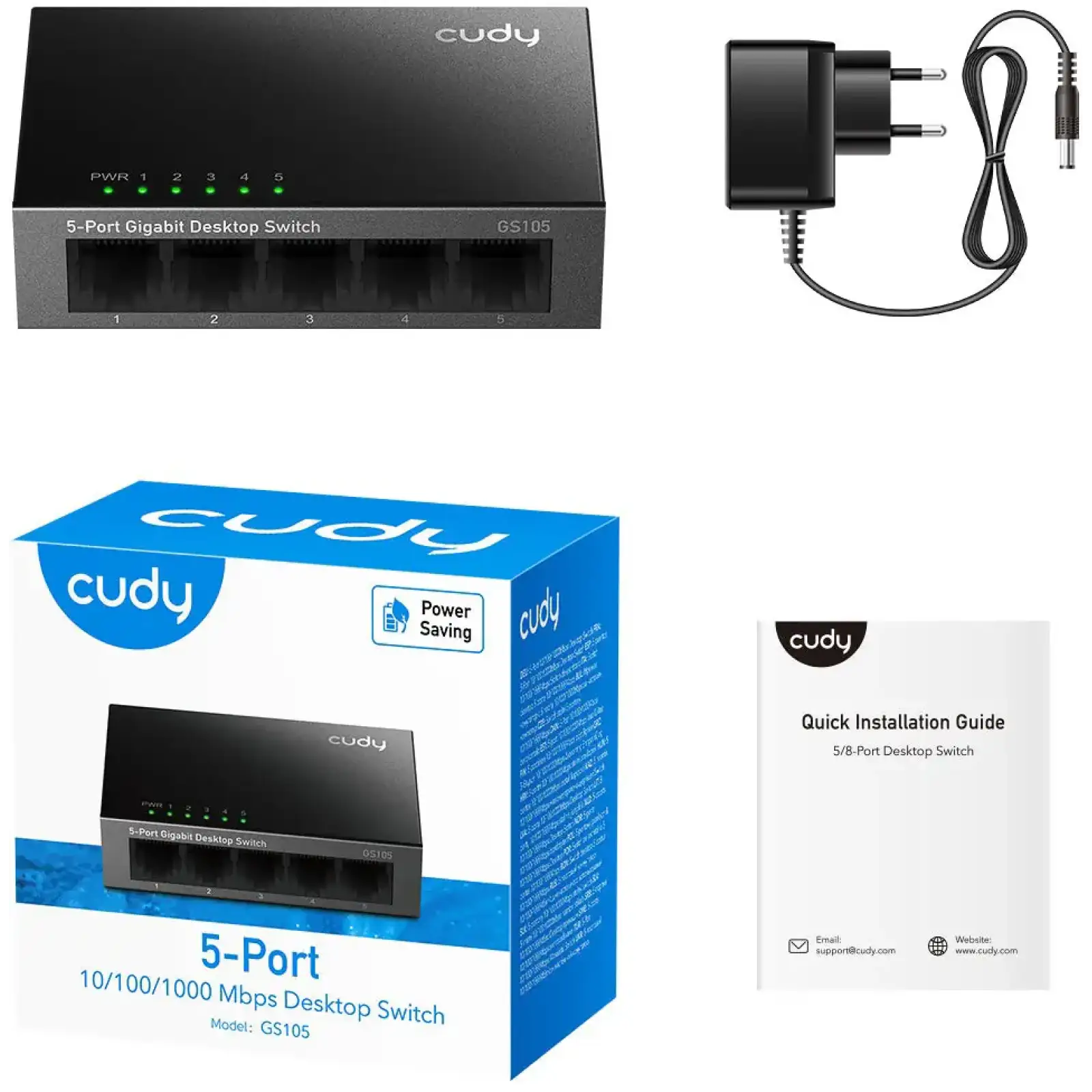 Комутатор Cudy GS105, 5 портовий Gigabit Metal Desktop Switch UA