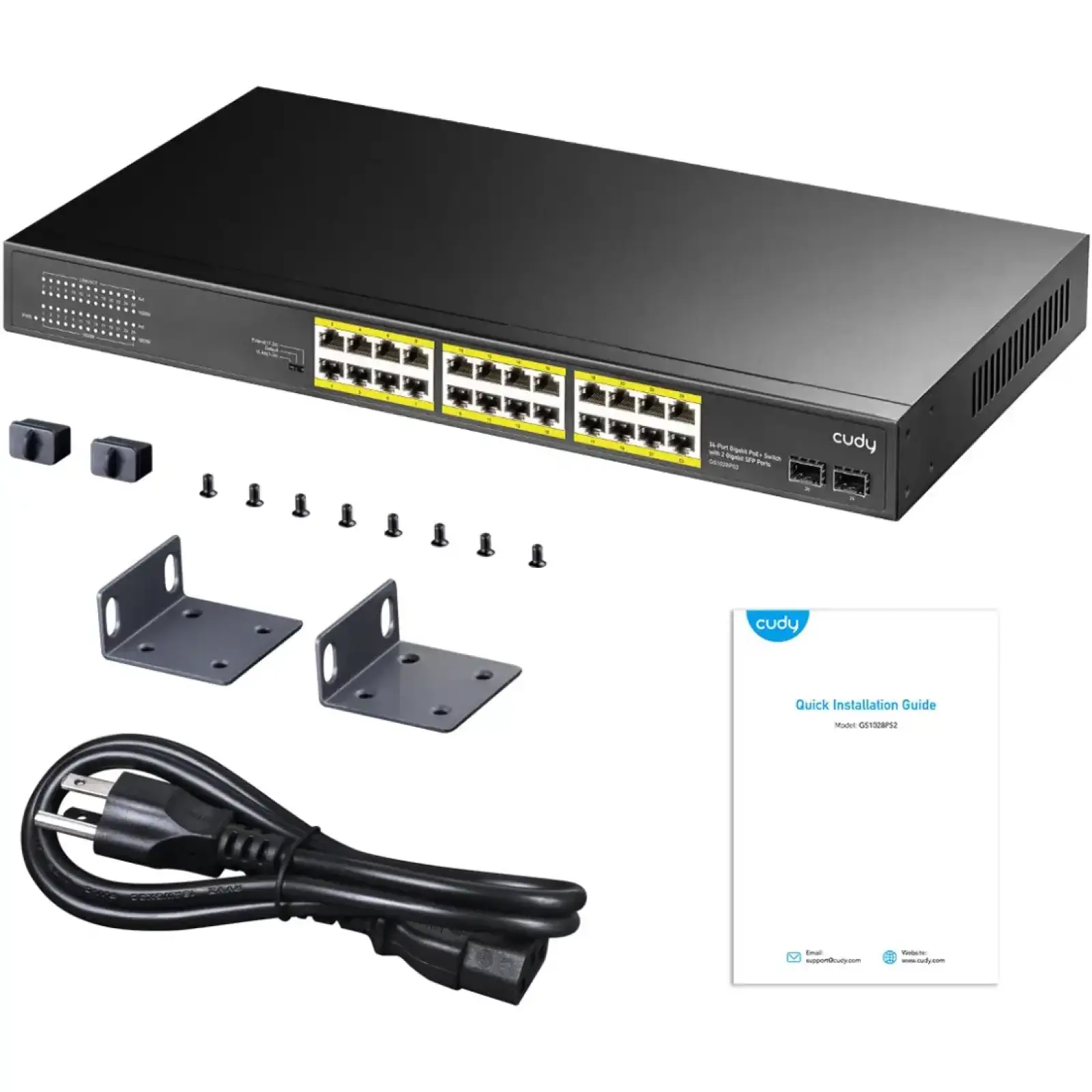 Комутатор Cudy GS1028PS2, 24-Gigabit PoE+ Switch with 4 Uplink Gig Ports and 2 Gig SFP Slots 300W UA