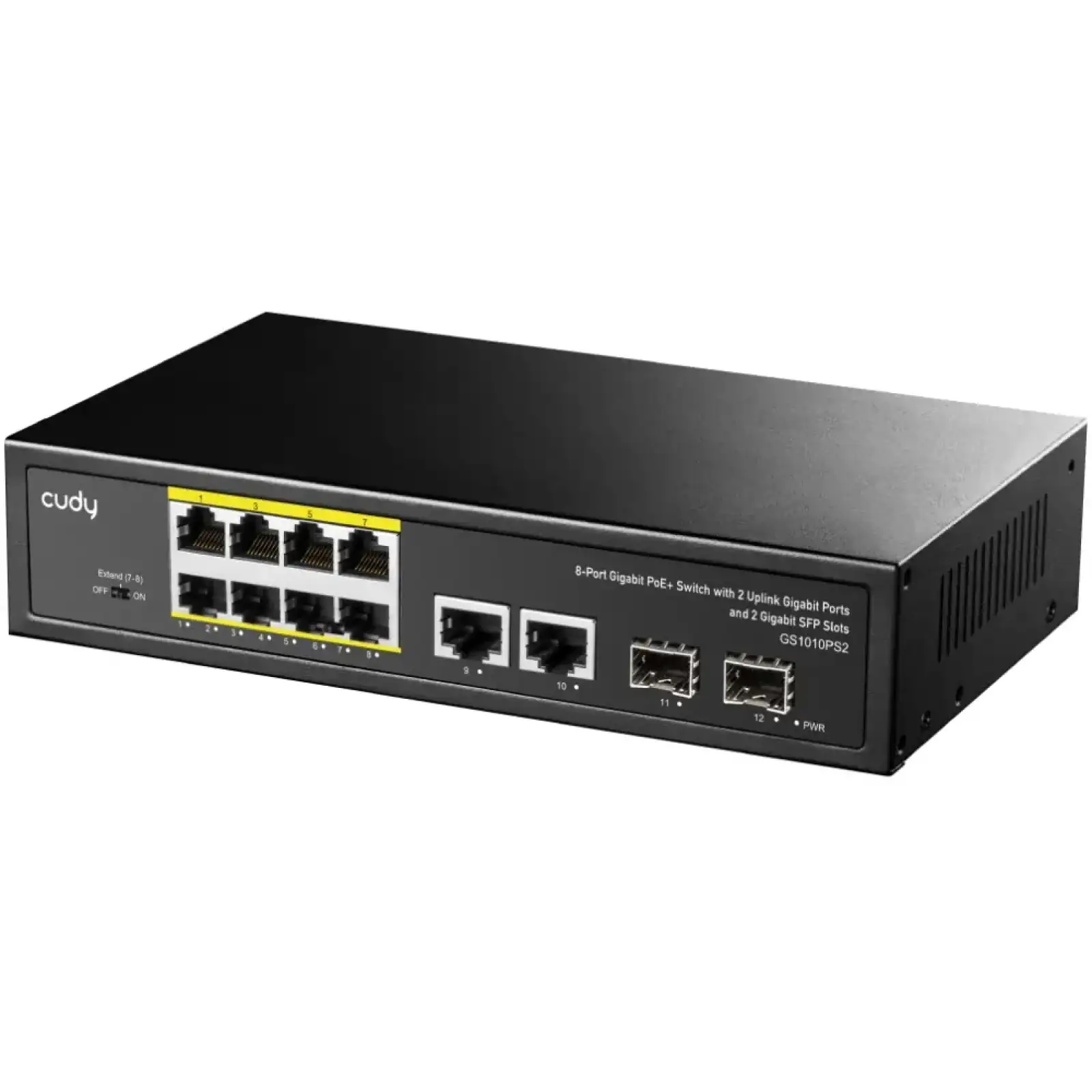 Комутатор Cudy GS1010PS2, 8-Port Gigabit PoE+ Switch with 2 GbE and 2 Gigabit SFP UA