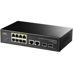 Комутатор Cudy GS1010PS2, 8-Port Gigabit PoE+ Switch with 2 GbE and 2 Gigabit SFP UA