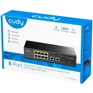 Комутатор Cudy GS1010PS2, 8-Port Gigabit PoE+ Switch with 2 GbE and 2 Gigabit SFP UA