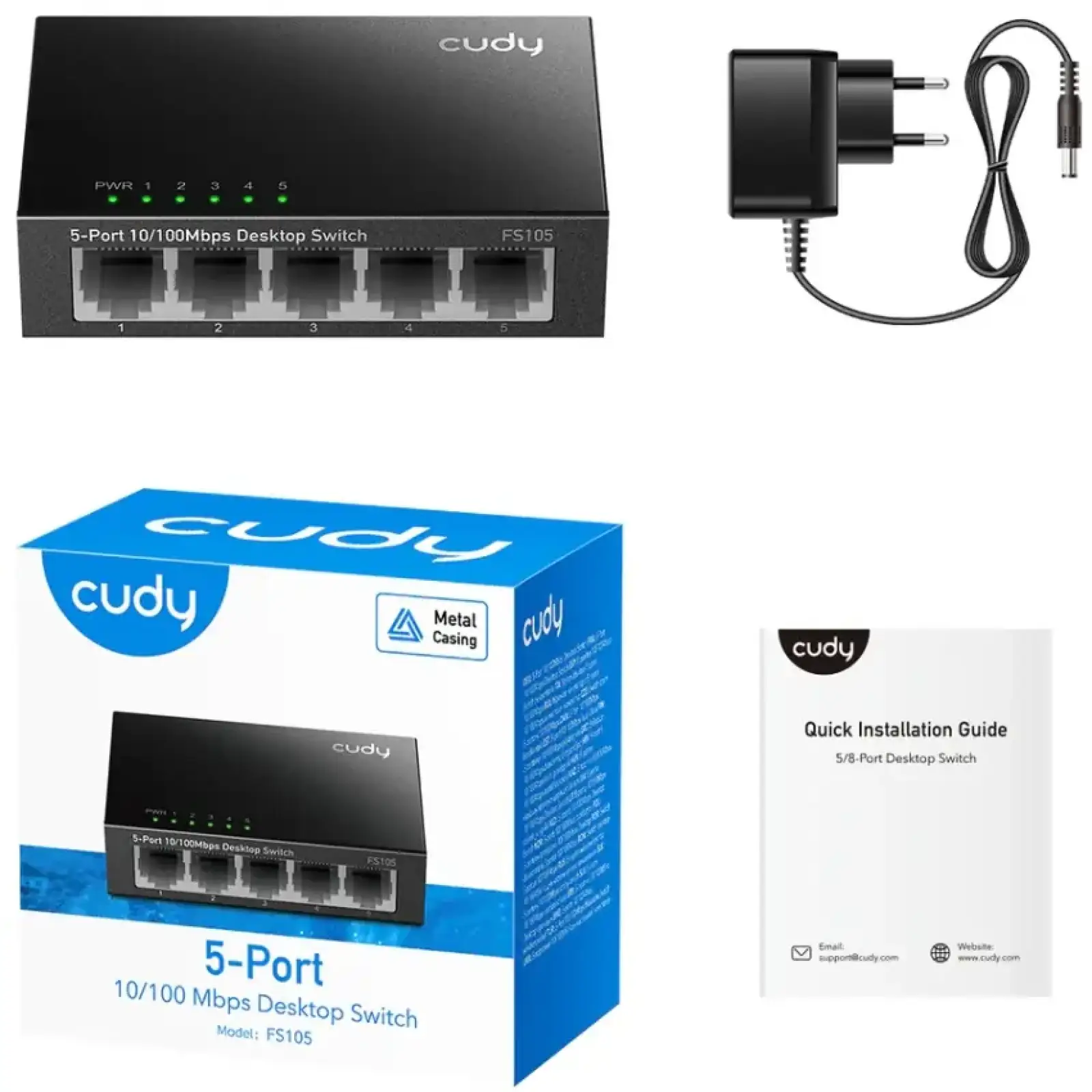 Комутатор Cudy FS105, 5 портовий 10/100 Mbps Metal Switch UA