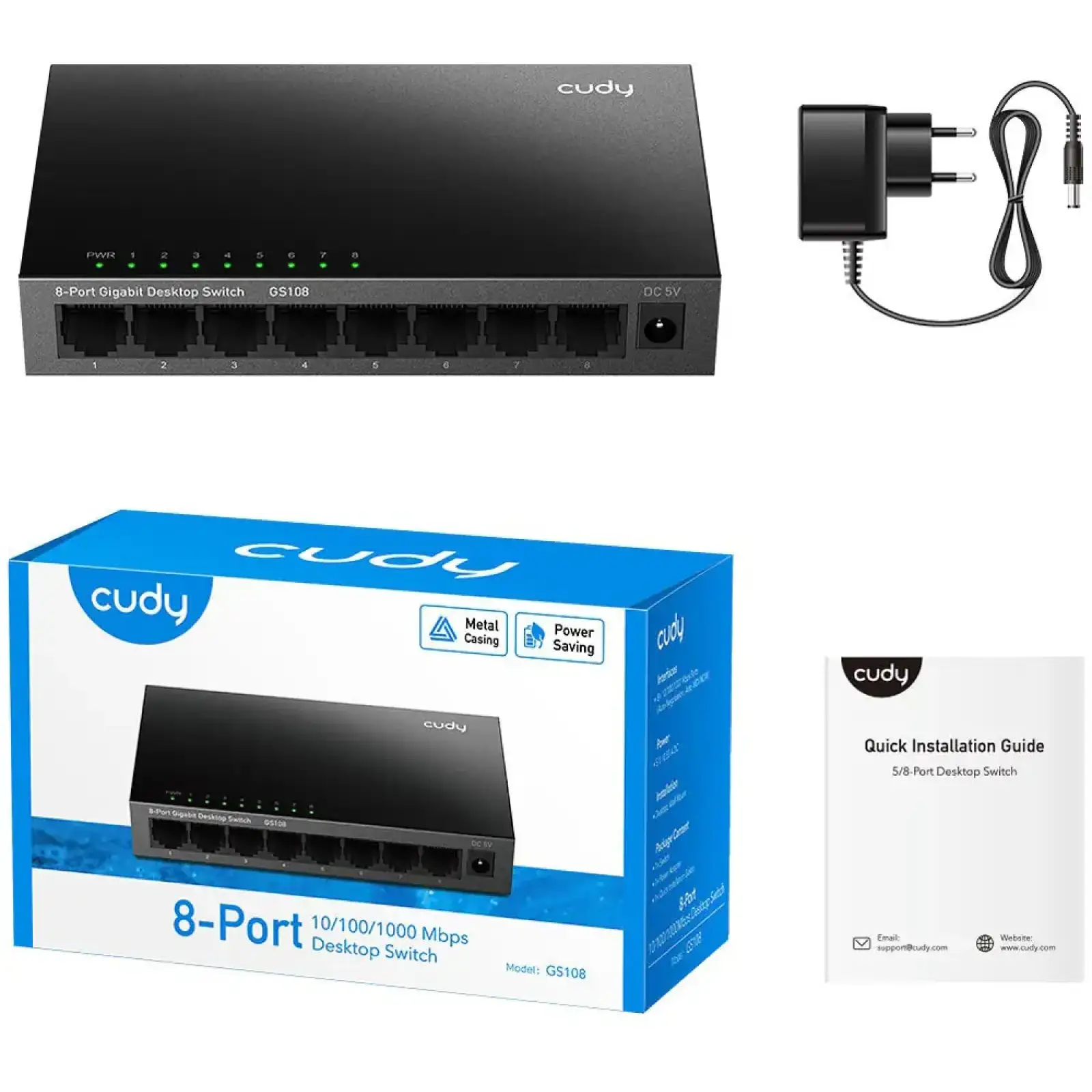 Комутатор Cudy GS108, 8 портовий Gigabit Metal Desktop Switch UA