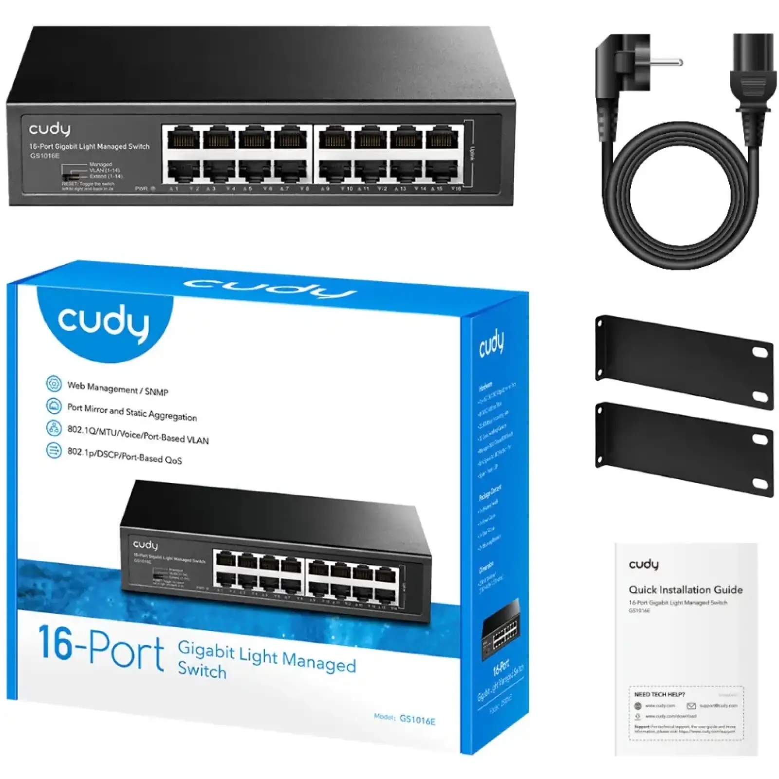 Комутатор Cudy GS1016E, 16-Port Gigabit Easy-Managed Switch UA