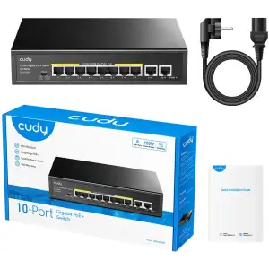 Комутатор Cudy GS1010PE, 8-Port Gigabit PoE+ Switch with 2 Gigabit Uplink Ports 120W UA