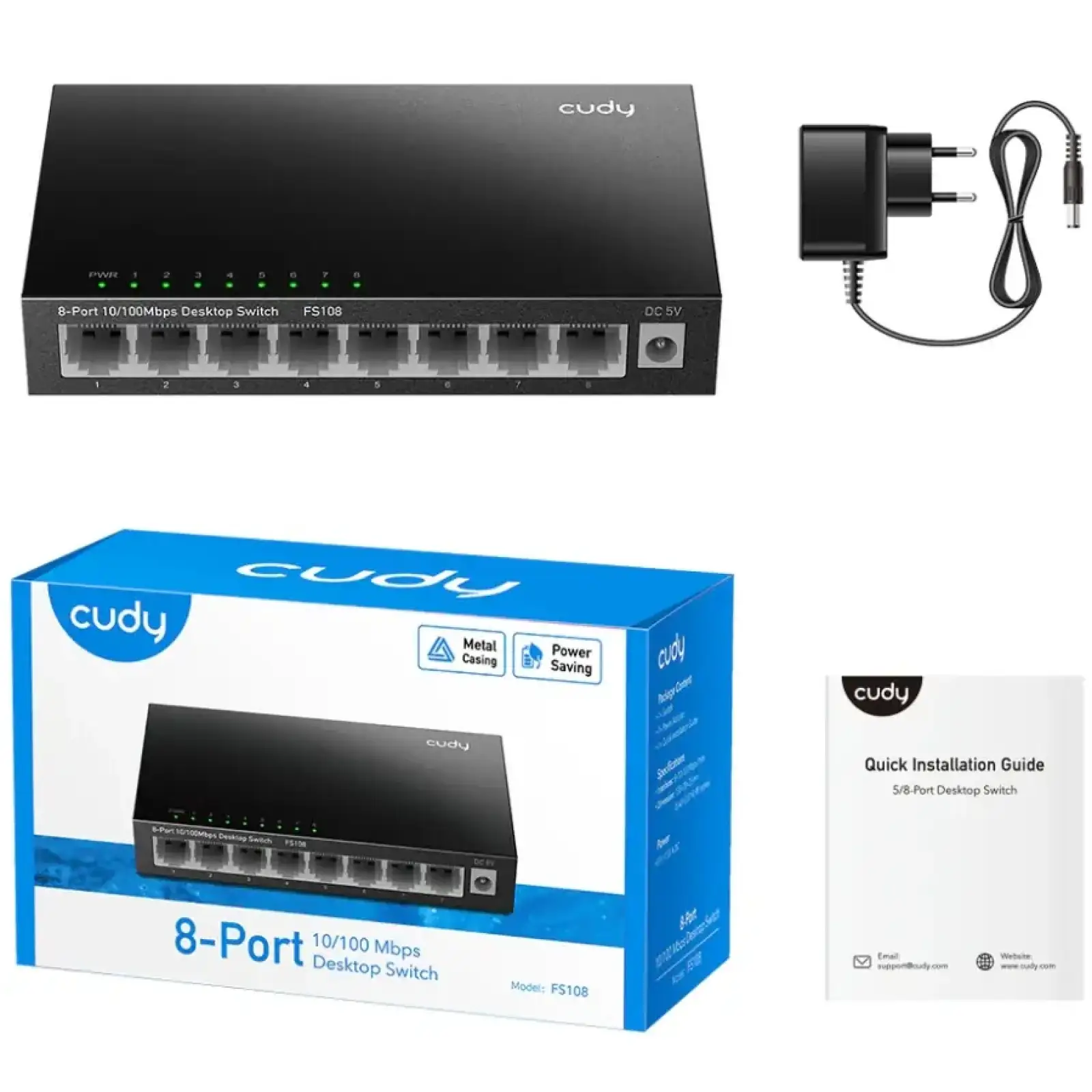Комутатор Cudy FS108, 8 портовий 10/100 Mbps Metal Switch UA